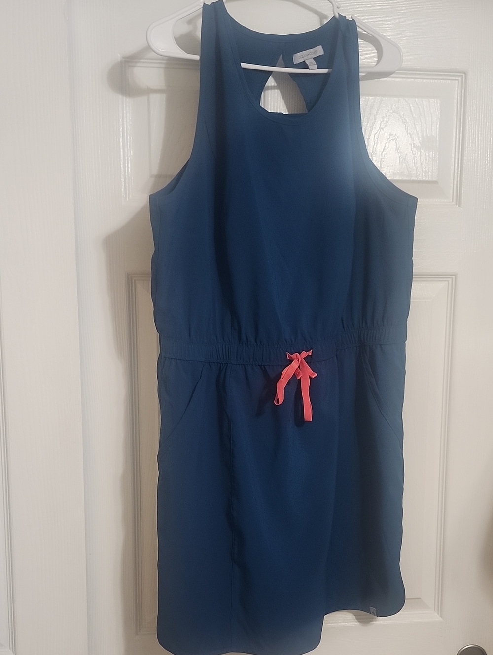 Navy Dress With Orange Drawstring
